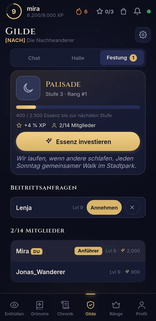 Gildenfestung mit Ausbaufortschritt